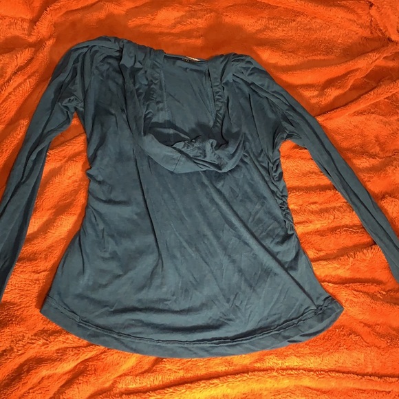 Mountain HardWear Shirt blue w/hood long sleeve SZ Large - Picture 5 of 6